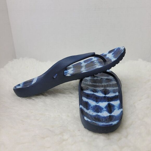 Crocs Kadee  Flip Flop Sandals Womens Size 9 Comfort Tie Dyed Blue - Picture 6 of 10